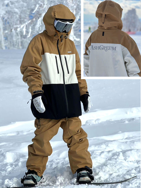 【OUTLET】ASHGREEM スノーボードウェア 上下セット 3レイヤー 3色切替ジャケット ソリッドパンツ | AG-31SET