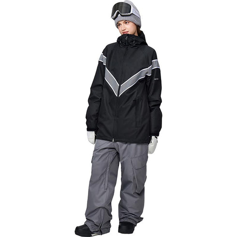 【OUTLET】ASHGREEM スノーボードウェア 上下セット Vラインリフレクタージャケット カーゴパンツ | AG-24SET