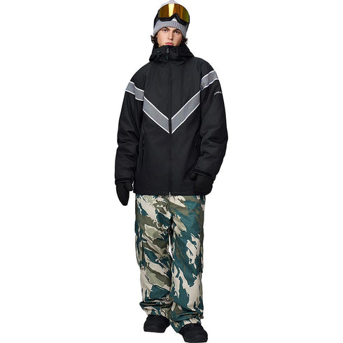 【OUTLET】ASHGREEM スノーボードウェア 上下セット Vラインリフレクタージャケット カーゴパンツ | AG-24SET