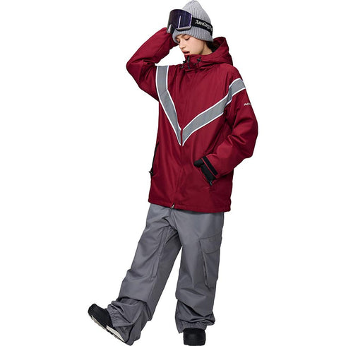 【OUTLET】ASHGREEM スノーボードウェア 上下セット Vラインリフレクタージャケット カーゴパンツ | AG-24SET