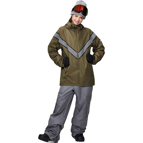 【OUTLET】ASHGREEM スノーボードウェア 上下セット Vラインリフレクタージャケット カーゴパンツ | AG-24SET