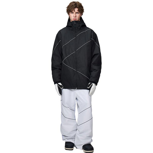 【OUTLET】ASHGREEM スノーボードウェア リフレクターパイピングジャケット 上下セット | AG-10SET