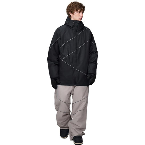 【OUTLET】ASHGREEM スノーボードウェア リフレクターパイピングジャケット 上下セット | AG-10SET