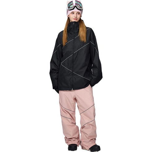 【OUTLET】ASHGREEM スノーボードウェア リフレクターパイピングジャケット 上下セット | AG-10SET