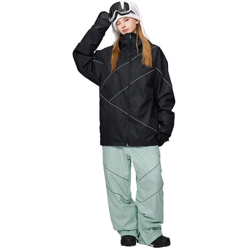 【OUTLET】ASHGREEM スノーボードウェア リフレクターパイピングジャケット 上下セット | AG-10SET