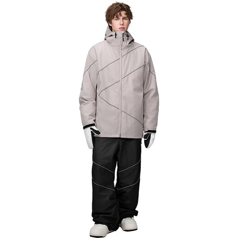 【OUTLET】ASHGREEM スノーボードウェア リフレクターパイピングジャケット 上下セット | AG-10SET