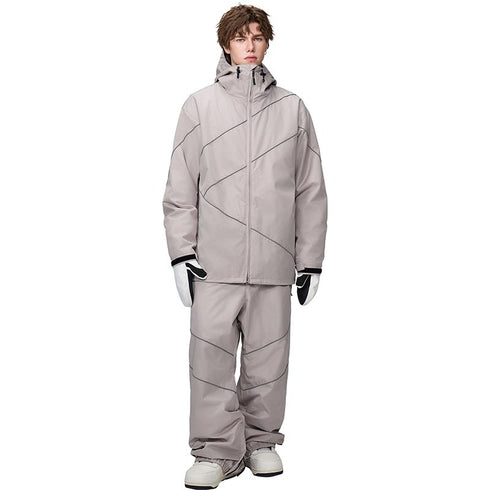 【OUTLET】ASHGREEM スノーボードウェア リフレクターパイピングジャケット 上下セット | AG-10SET