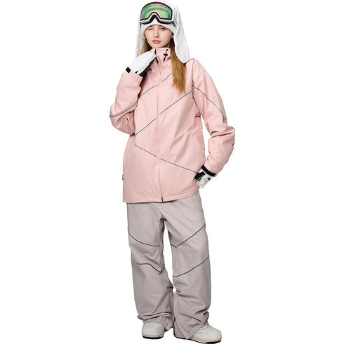 【OUTLET】ASHGREEM スノーボードウェア リフレクターパイピングジャケット 上下セット | AG-10SET