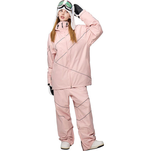 【OUTLET】ASHGREEM スノーボードウェア リフレクターパイピングジャケット 上下セット | AG-10SET