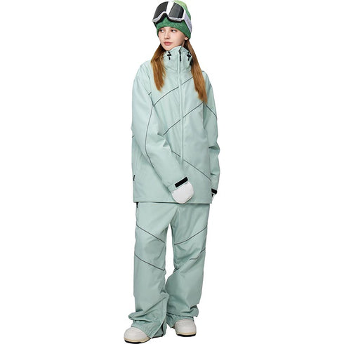 【OUTLET】ASHGREEM スノーボードウェア リフレクターパイピングジャケット 上下セット | AG-10SET