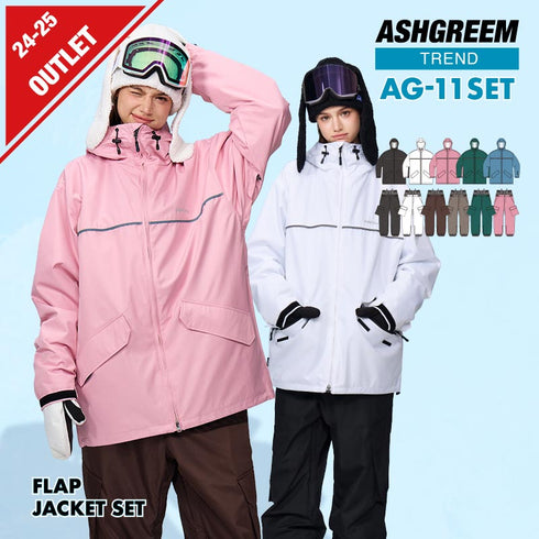 【OUTLET】ASHGREEM スノーボードウェア 上下セット フラップジャケット カーゴパンツ | AG-11SET