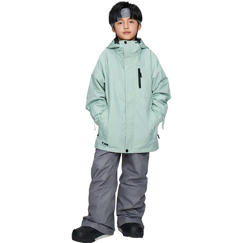 【OUTLET】ASHGREEM スノーボードウェア 上下セット ジュニア ソリッドジャケット サスペンダーパンツ | AJR-50SET