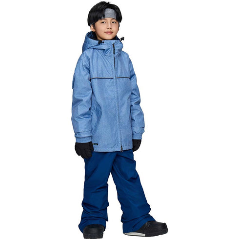 【OUTLET】ASHGREEM スノーボードウェア 上下セット ジュニア プリントジャケット サスペンダーパンツ | AJR-51SET