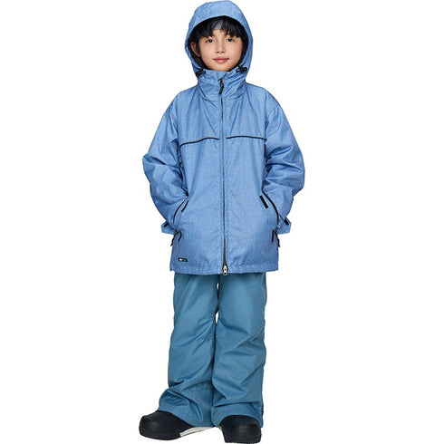 【OUTLET】ASHGREEM スノーボードウェア 上下セット ジュニア プリントジャケット サスペンダーパンツ | AJR-51SET