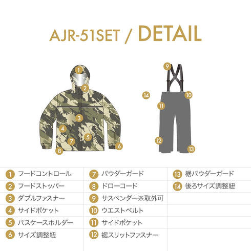 【OUTLET】ASHGREEM スノーボードウェア 上下セット ジュニア プリントジャケット サスペンダーパンツ | AJR-51SET