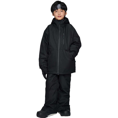 【OUTLET】ASHGREEM スノーボードウェア 上下セット ジュニア ソリッドZIPジャケット サスペンダーパンツ | AJR-52SET
