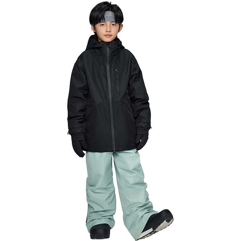 【OUTLET】ASHGREEM スノーボードウェア 上下セット ジュニア ソリッドZIPジャケット サスペンダーパンツ | AJR-52SET