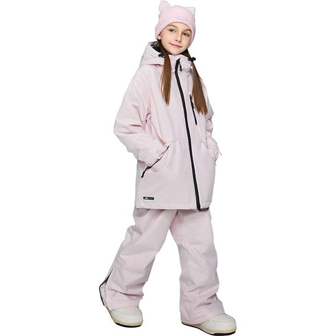 【OUTLET】ASHGREEM スノーボードウェア 上下セット ジュニア ソリッドZIPジャケット サスペンダーパンツ | AJR-52SET