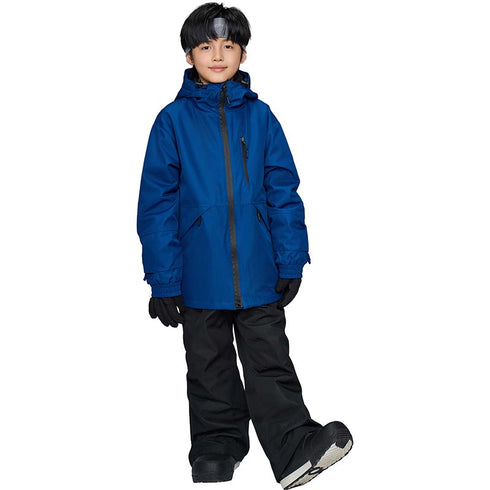 【OUTLET】ASHGREEM スノーボードウェア 上下セット ジュニア ソリッドZIPジャケット サスペンダーパンツ | AJR-52SET