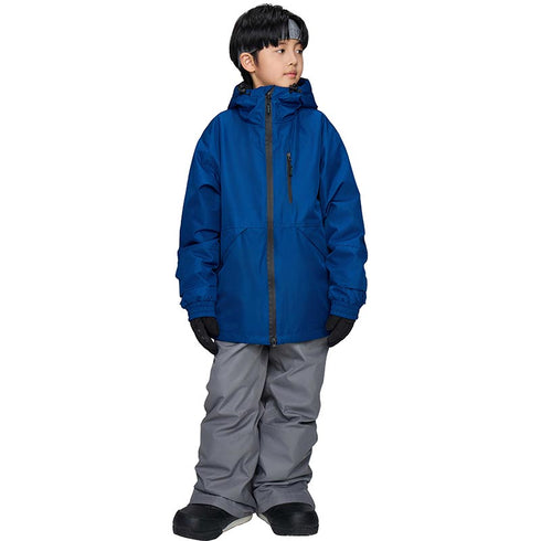【OUTLET】ASHGREEM スノーボードウェア 上下セット ジュニア ソリッドZIPジャケット サスペンダーパンツ | AJR-52SET