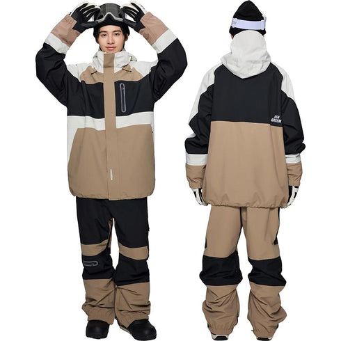 ASHGREEM スノーボードウェア 3レイヤー ブロックジャケット 切り返しパンツ | AG-40SET