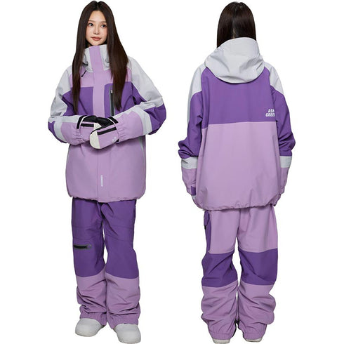 ASHGREEM スノーボードウェア 3レイヤー ブロックジャケット 切り返しパンツ | AG-40SET