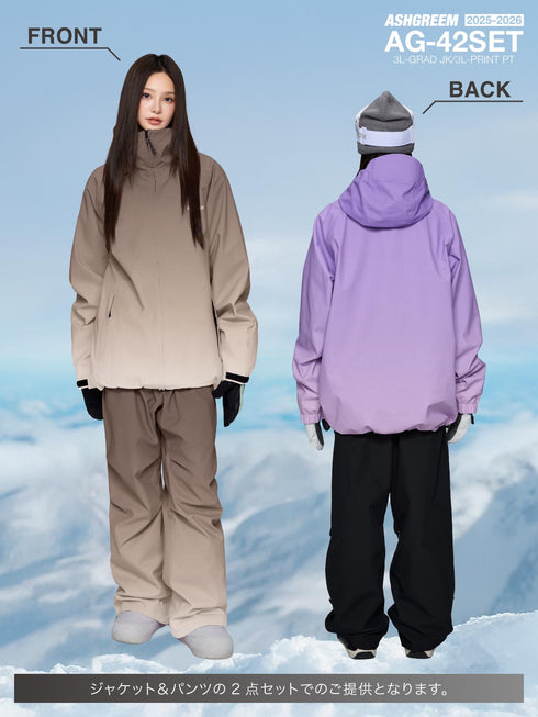 ASHGREEM スノーボードウェア 上下セット 3レイヤー グラデーションジャケット グラデーションパンツ | AG-42SET