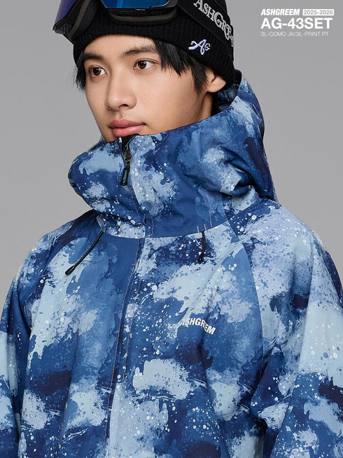 ASHGREEM スノーボードウェア 上下セット 3レイヤー プリントジャケット プリントパンツ | AG-43SET