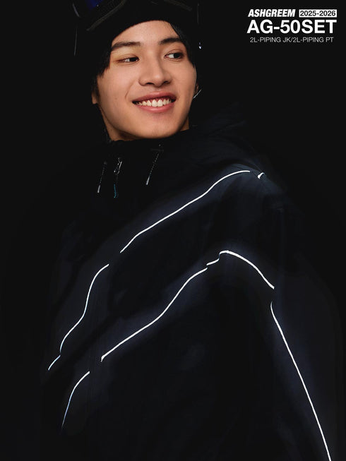 ASHGREEM スノーボードウェア 上下セット パイピングジャケット パイピングパンツ | AG-50SET