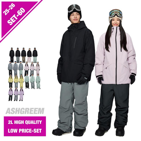 ASHGREEM スノーボードウェア 上下セット ソリッド | AG-60SET