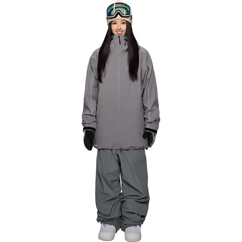 ASHGREEM スノーボードウェア 上下セット 袖ラインパイピングジャケット バギーパンツ | AG-64SET