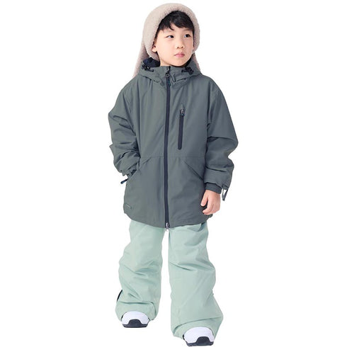 ASHGREEM スノーボードウェア 上下セット ジュニア ソリッドジャケット サスペンダーパンツ | AJR-72SET