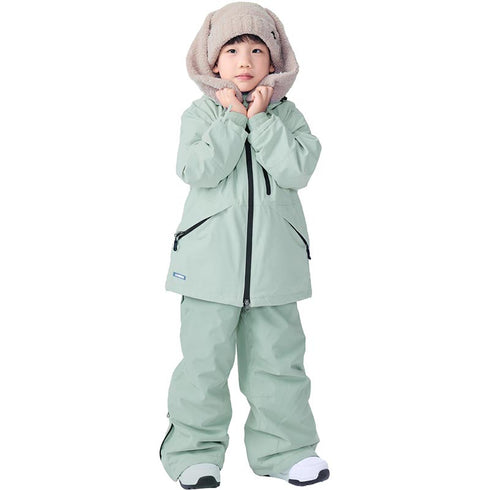 ASHGREEM スノーボードウェア 上下セット ジュニア ソリッドジャケット サスペンダーパンツ | AJR-72SET