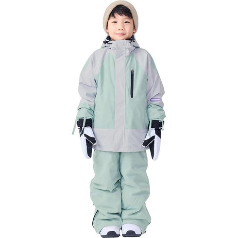 ASHGREEM スノーボードウェア 上下セット ジュニア パターンジャケット サスペンダーパンツ | AJR-73SET