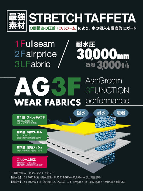 【OUTLET】ASHGREEM スノーボードウェア 3レイヤー コーチジャケット | AGJ3L-213
