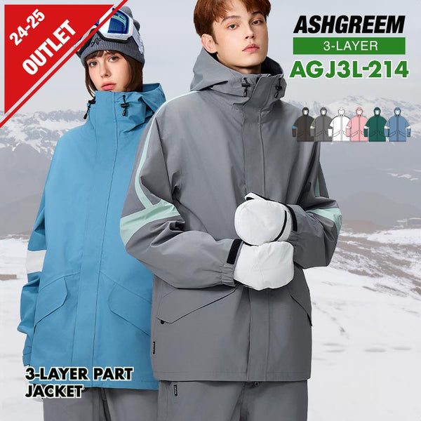 【OUTLET】ASHGREEM スノーボードウェア 3レイヤー アーム切替ジャケット | AGJ3L-214