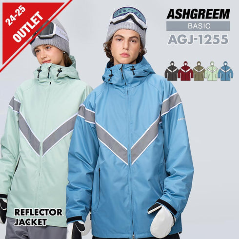 【OUTLET】ASHGREEM スノーボードウェア Vラインリフレクタージャケット | AGJ-1255