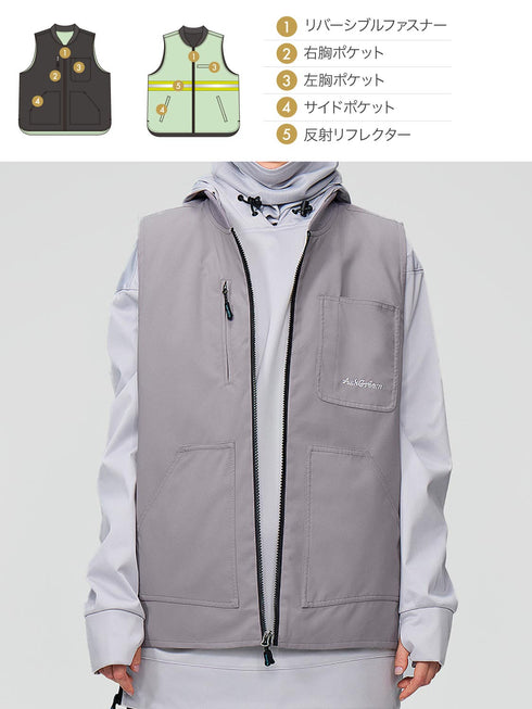 【OUTLET】ASHGREEM スノーボードウェア リバーシブルベスト | AGJ-1502