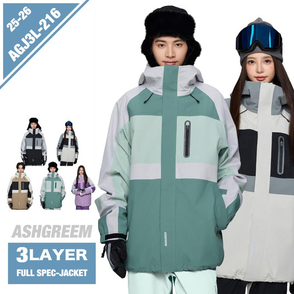 ASHGREEM スノーボードウェア 3レイヤー ブロックジャケット | AGJ3L-216