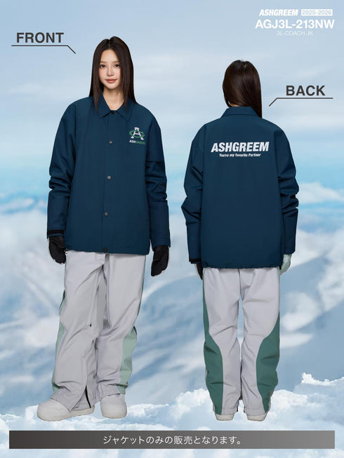 ASHGREEM スノーボードウェア 3レイヤー コーチジャケット | AGJ3L-213NW