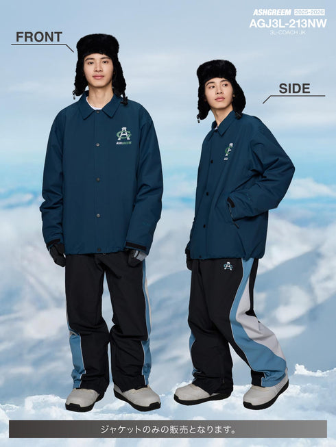 ASHGREEM スノーボードウェア 3レイヤー コーチジャケット | AGJ3L-213NW
