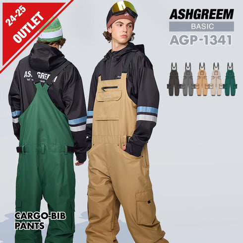 【OUTLET】ASHGREEM スノーボードウェア ビッグビブパンツ | AGP-1341