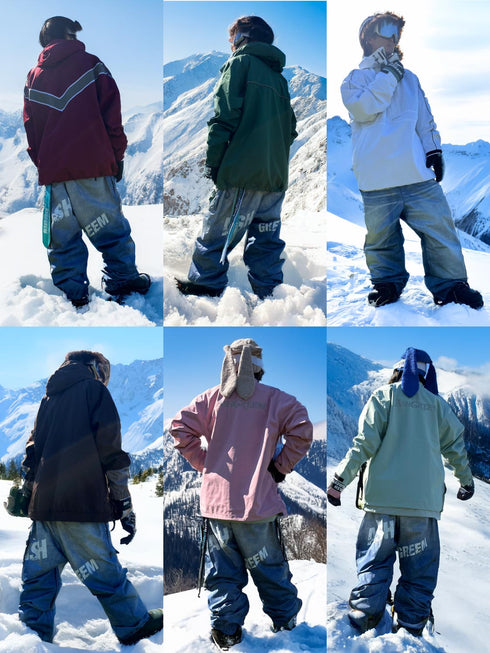 ASHGREEM スノーボードウェア デニムプリントビッグパンツ | AGP-1325