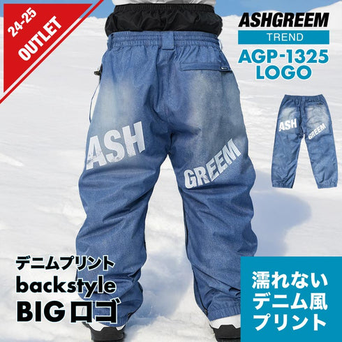 【OUTLET】ASHGREEM スノーボードウェア デニムプリントロゴパンツ | AGP-1325LOGO