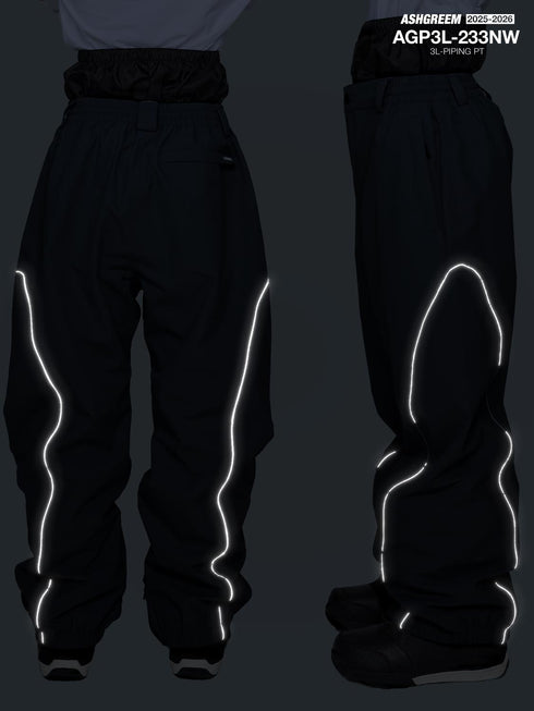 ASHGREEM スノーボードウェア 3レイヤー パイピングパンツ | AGP3L-233NW