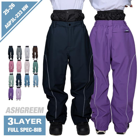 ASHGREEM スノーボードウェア 3レイヤー パイピングパンツ | AGP3L-233NW