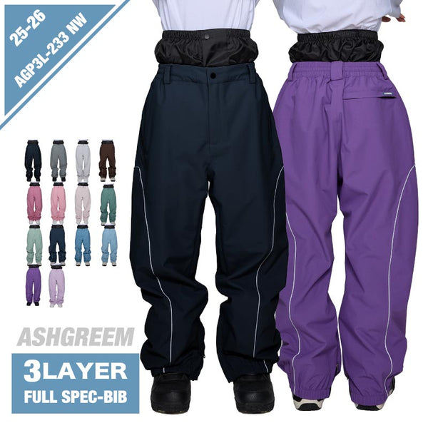 ASHGREEM スノーボードウェア 3レイヤー パイピングパンツ | AGP3L-233NW