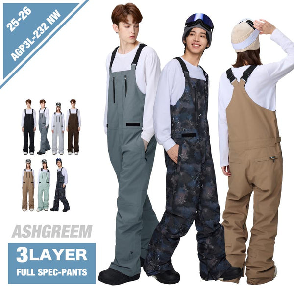 ASHGREEM スノーボードウェア 3レイヤー ビブパンツ | AGP3L-232NW