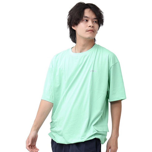 \裾が絞れる!!/ ラッシュガード ユニセックス 涼感素材 吸水速乾 UV半袖Tシャツ アウトドア シバカツ メンズ レディース オーバー半袖Tシャツ AGUV-103U