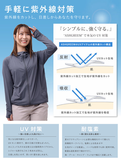 ボードショーツ レディース 水陸両用 UVカット 耐塩素 海 プール シンプル ノーマル丈 サーフパンツ AGUV-250W